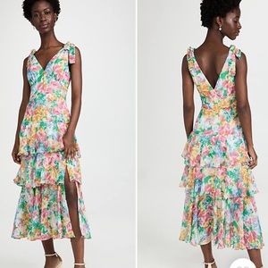 WAYF Alma Tiered Floral Midi Dress